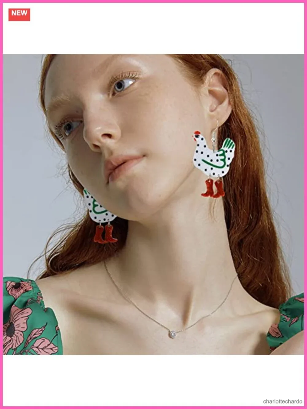 Acrylic Big Hen Chicken Drop Dangle Earrings Farm Animal Charm Jewelry
